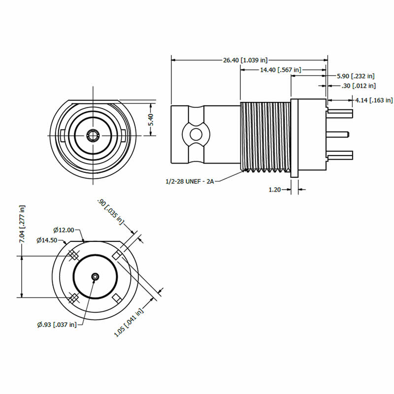 12GHz Top Entry BNC Coaxial RF Connector from Cambridge Electronics